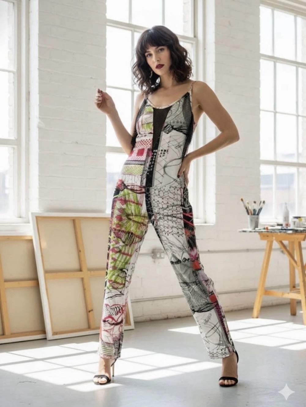 Save The Queen Multi-Color Abstract Print Sleeveless Jumpsuit